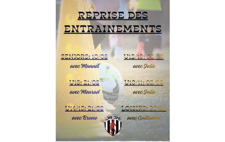 REPRISE DES ENTRAINEMENTS