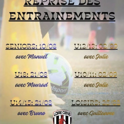 REPRISE DES ENTRAINEMENTS